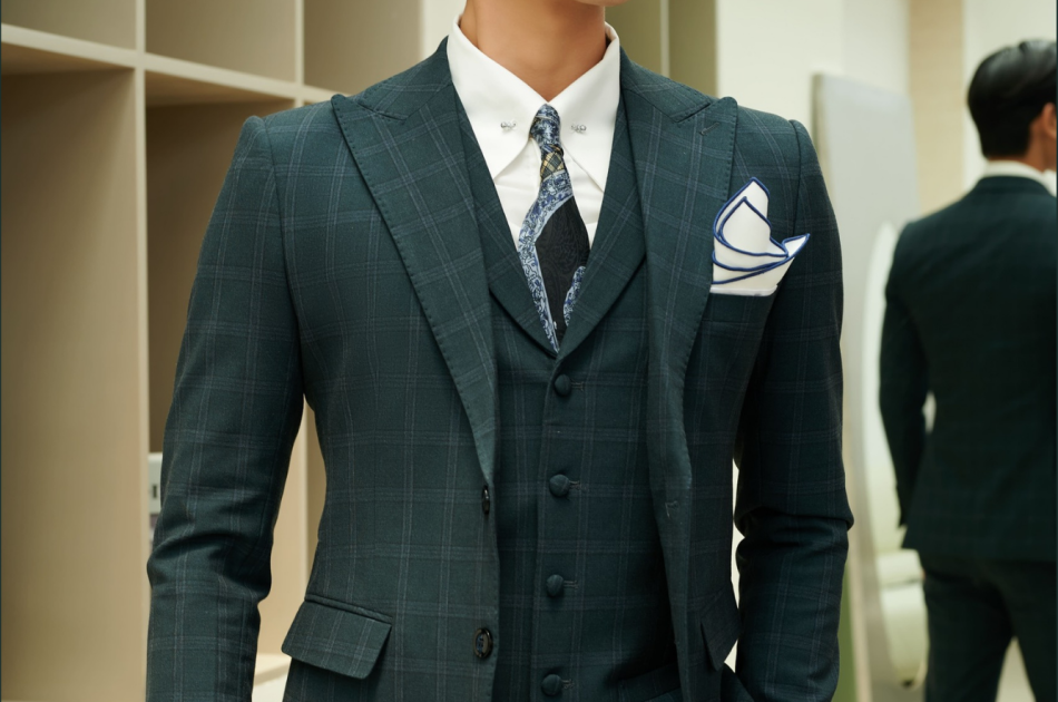 VEST CARO XANH RÊU 565