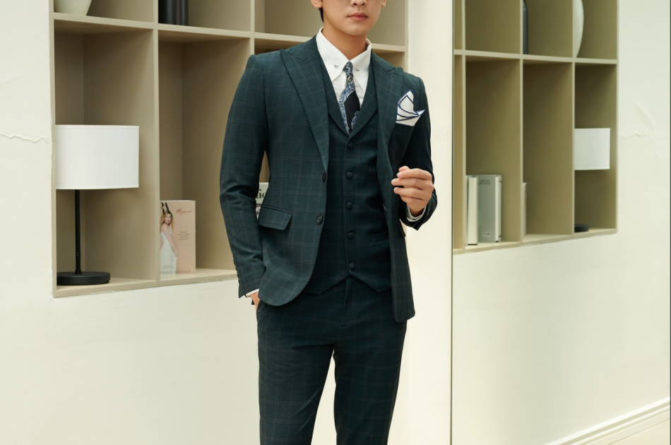 VEST CARO XANH RÊU 565