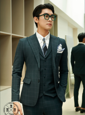 VEST CARO XANH RÊU 565