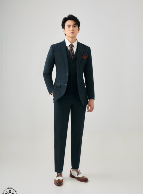 VEST CARO XANH RÊU - 565